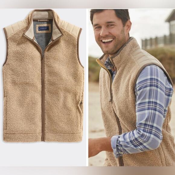 Vineyard Vines Other - 🆕 NWOT Vineyard Vines Nantucket Sherpa Vest Island Khaki Beige Tan Brown Medium